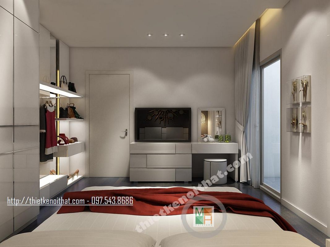 Thiết kế nội thất phòng ngủ chung cư Golden Palace Mễ Trì Nam Từ Liêm Hà Nội